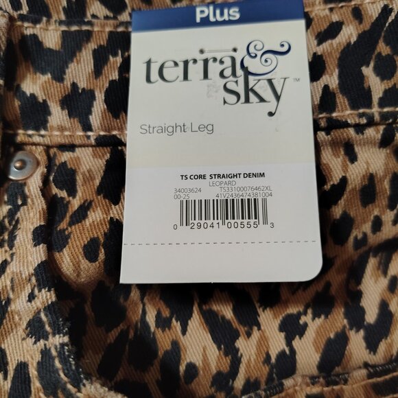 Terra & Sky leopard print jeans in 20W size - Picture 5 of 12
